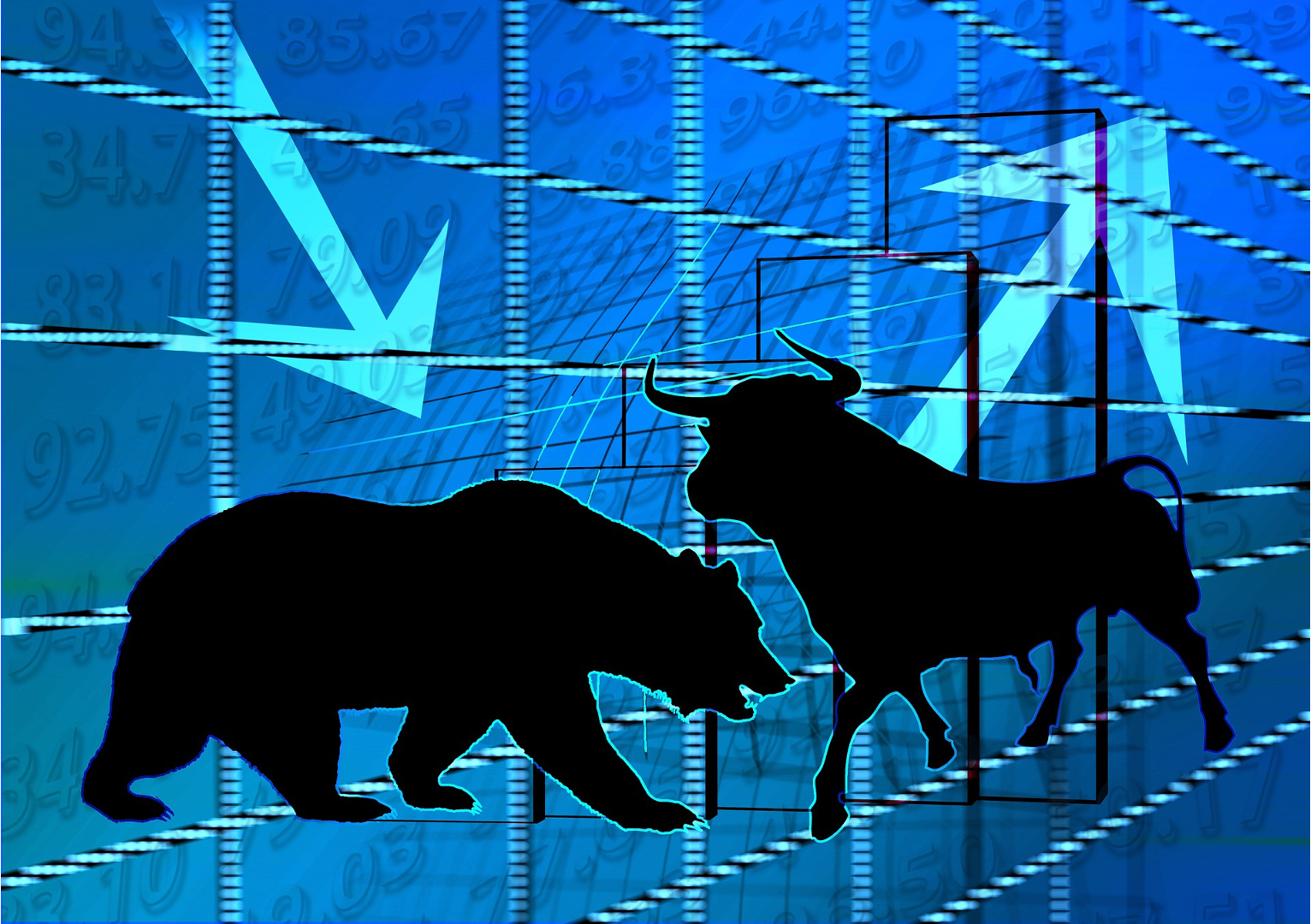 Aktienmarkt Darstellung in Form von Bull&Bear